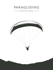 paragliding adventure paraglider silhouette isolated on white background vector illustration EPS10