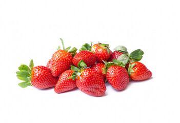 Fresh organic strawberries on a white background