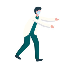 professional doctor wearing medical mask running character