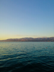 Fantastic evening view from the coast of Brač island.

Supetar, Croatia - July 27th 2020