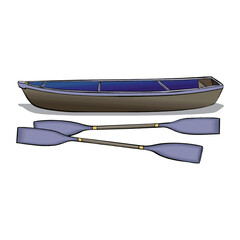 wooden boat side view vector illustration isolated on white background in EPS10