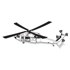 Helicopter detailed silhouette. Vector EPS 10 isolated on a white background