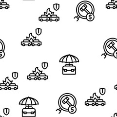 Insurance All-purpose Seamless Pattern Vector Thin Line. Illustrations