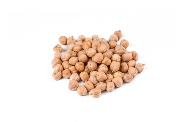 Dried chickpea on the white background