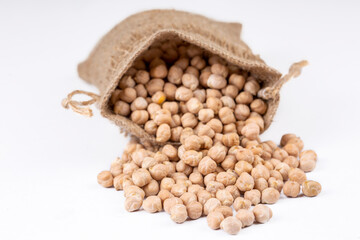 Dried chickpea on the white background