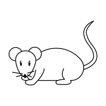 Outline cartoon mouse isolated on white background. Coloring page.
