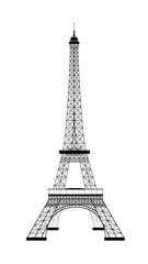 Fototapeta na wymiar Eiffel Tower silhouette on white background. Eiffel Tower on white. Sight. Silhouette of the Eiffel Tower. Vector illustration