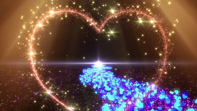 Heart Glitter Sparkling Particles Love Fireworks background.