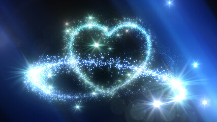 Heart Glitter Sparkling Particles Love Fireworks 3D illustration.