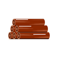wooden material used for fuel, white background