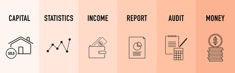 Accounting Line Icon Design, Financial icons vector set
