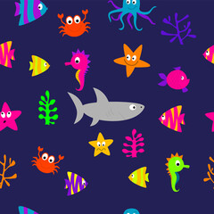 seamless pattern with sea and fish
