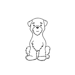 Terrier dog. Pets. Vector hand-drawn doodle illustration. Black and white outline. Coloring book for children