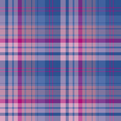 Seamless pattern in wonderful pink, blue and purple colors for plaid, fabric, textile, clothes, tablecloth and other things. Vector image.