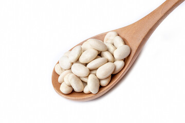 Haricot beans on the white background