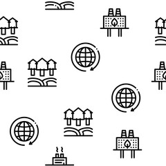 Geothermal Energy Seamless Pattern Vector Thin Line. Illustrations