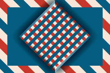 Horizontal geometric stripe banner media cover template. Vintage Blue background vector illustration