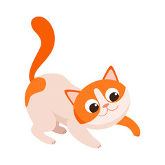 Funny Kitten with Red Spots Playing Vector Illustration