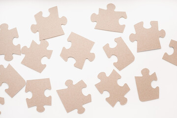 puzzles on a white background, cardboard puzzles   