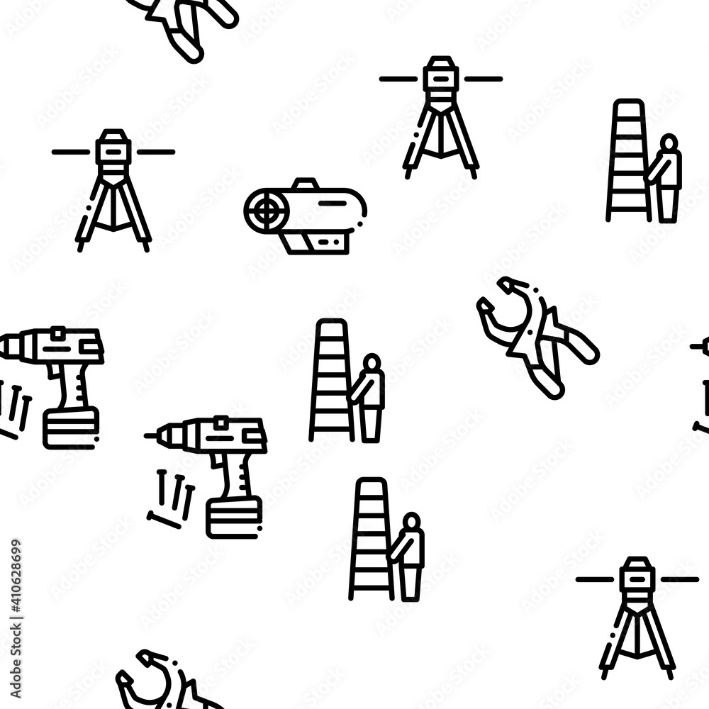 Poster stretch ceiling tile seamless pattern vector thin line. illustrations