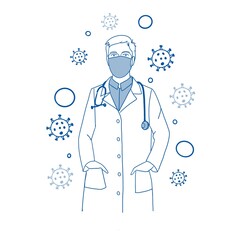 Obraz premium doctor with stethoscope anti virus