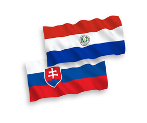 Flags of Slovakia and Paraguay on a white background
