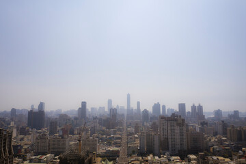 Aerial View of PM2.5 air pollution in Kaohsiung city, Taiwan.