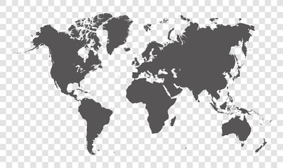 Fototapeta na wymiar World map - vector illustration of earth map on transparent background 