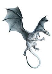 3D Rendering Fairy Tale Dragon on White
