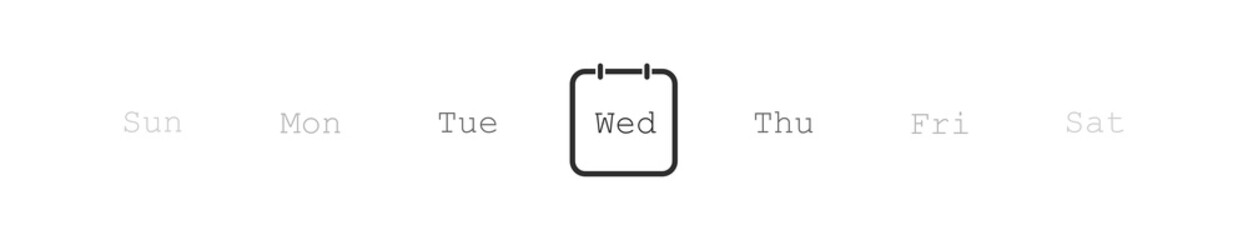 Week day calendar icon set with sunday, monday, tuesday, wednesday, thursday, friday, saturday days swipe vector flat weekly date calender illustration.