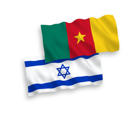 Flags of Cameroon and Israel on a white background
