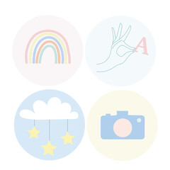 Instagram icons in color for web print