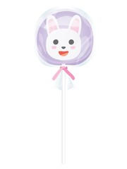 袋入りのかわいい笑顔のウサギの棒キャンディー