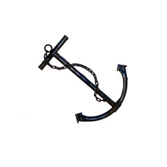 Black metal anchor with iron chain, isolated on white with copy space © ladyligeia