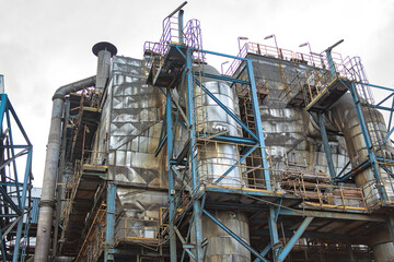 Metal structure belonging to a part of a fuel refining plant.