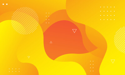 Liquid color background design. Yellow elements with fluid gradient. Dynamic shapes composition. Vector illustration