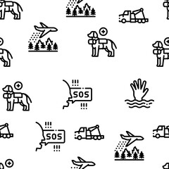 Rescuer Equipment Seamless Pattern Vector Thin Line. Illustrations