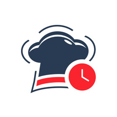 Chef hat icon. chef hat love, chef hat time icon with vector illustration and flat design. two color, circle background, black, white, color circle icon.