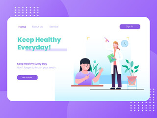 Illustration Vector Graphic of Healthy life, Doctor give advice to little girl, this illustration perfect for website, landing page, web, app, and banner