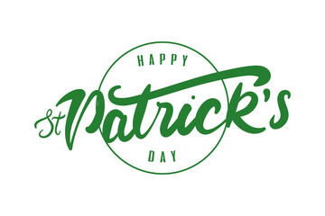 happy saint patricks day lettering in circular frame