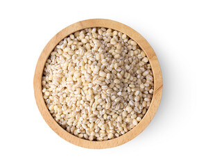 pile of pearl barley on white background