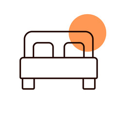 Double bed flat vector icon
