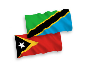Flags of East Timor and Tanzania on a white background