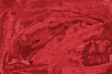 Modern contemporary acrylic background. Red texture made with a palette knife. Abstract painting on paper. Mess on the canvas.