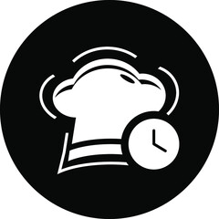Chef hat icon. chef hat love, chef hat time icon with vector illustration and flat design. two color, circle background, black, white, color circle icon.