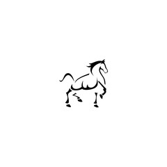 Line drawing of a horse on white background. Creative Horse Elegant Logo Symbol Design Illustration Vector for Company