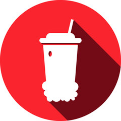 Juice Icon. Cold Coffee Icon. vector flat style, two color, color circle, color background, black shape icon.