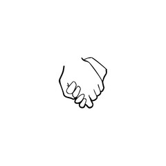 Person holding hands concept. Line art illustration of a man and woman holding hands