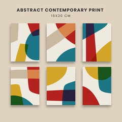 Abstract posters set with geometric elements and texture on white background. Abstraction nordic paint print. Scandinavian style. Abstract contemporary modern trendy vector illustration for collection