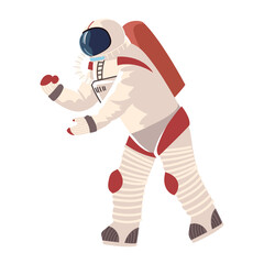 cosmonaut character in spacesuit and helmet detailed vector icon
